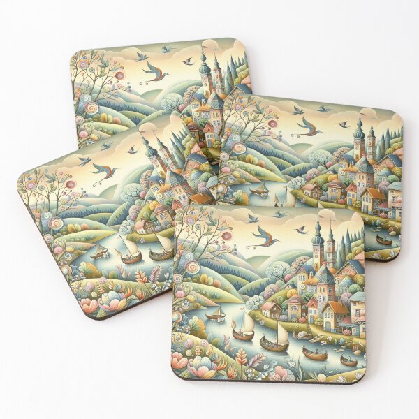 Item preview, A whimsical riverside village designed and sold by Beyondnote-Art.