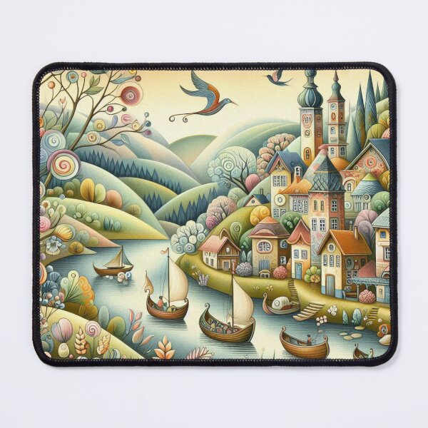 Item preview, A whimsical riverside village designed and sold by Beyondnote-Art.