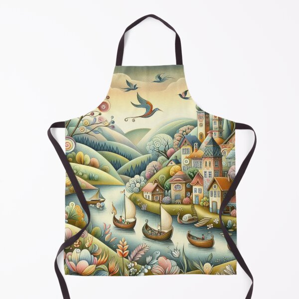Item preview, A whimsical riverside village designed and sold by Beyondnote-Art.