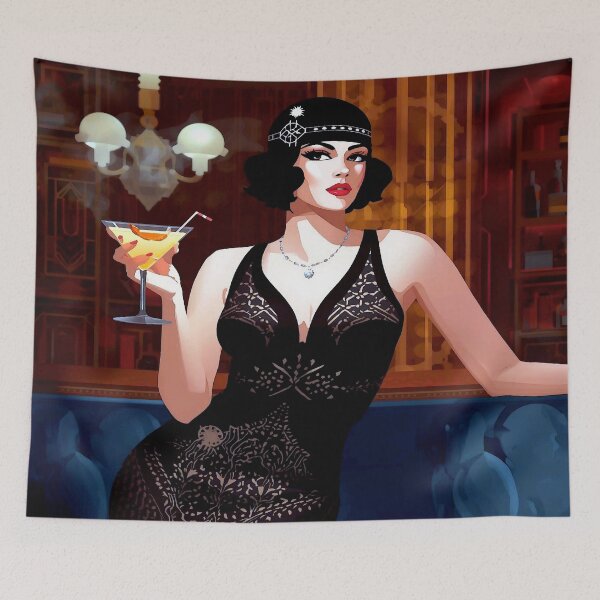 Item preview, 1920s Flapper Girl in Black: Roaring Twenties Vintage Jazz Era Glamour designed and sold by shaang.