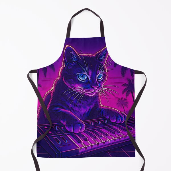 Item preview, Neon Synthwave Cat – Vaporwave 80s Retro Grid Design designed and sold by LuxuryApparels.