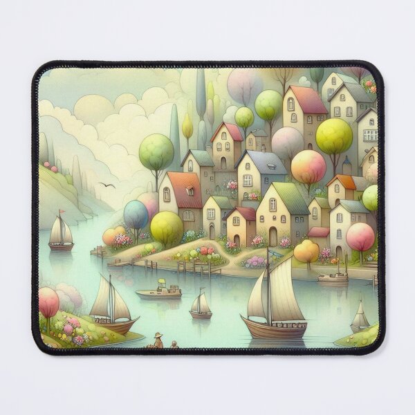 Item preview, A whimsical riverside village designed and sold by Beyondnote-Art.