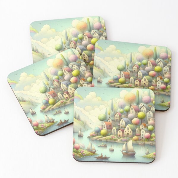 Item preview, A whimsical riverside village designed and sold by Beyondnote-Art.