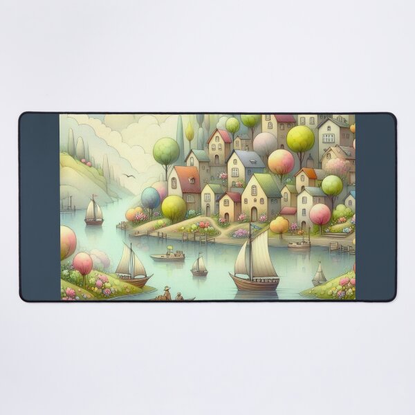 Item preview, A whimsical riverside village designed and sold by Beyondnote-Art.