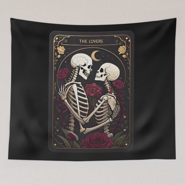 Item preview, Tarot Card The Lovers skeleton couple designed and sold by GogoGrove.