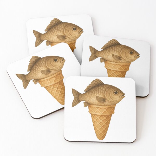 Item preview, Surreal Fish Ice Cream Cone Illustration designed and sold by chromatalove.
