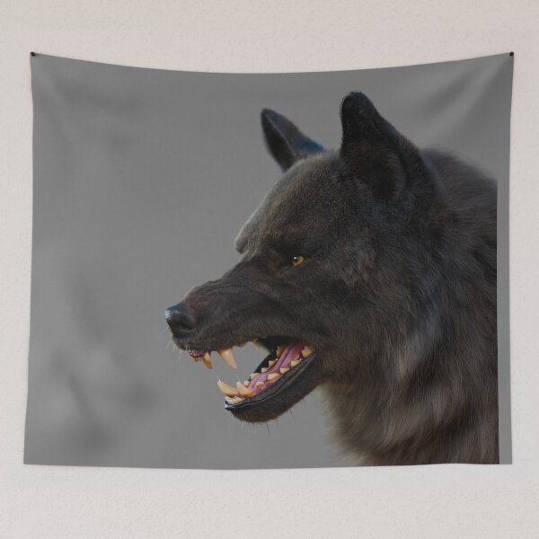 Item preview, Dark Wolf Snarling – Realistic Predator Portrait designed and sold by Massimo Righi.