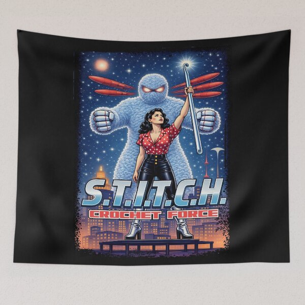 Item preview, Crochet hook retro sci-fi comic book woman superhero yarn man designed and sold by BigMRanch.