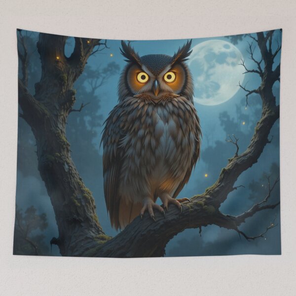 Item preview, Owl in Enchanted Moonlit Forest designed and sold by InezPhotography.