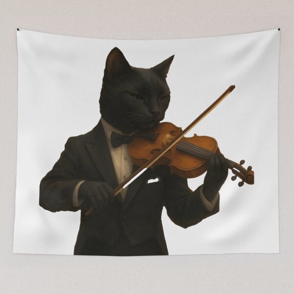 Item preview, black cat violin designed and sold by Uglyandcute.