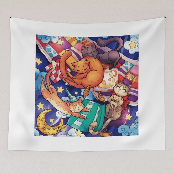 Item preview, Cozy Night Cats Dreamy Illustration designed and sold by Silrom.