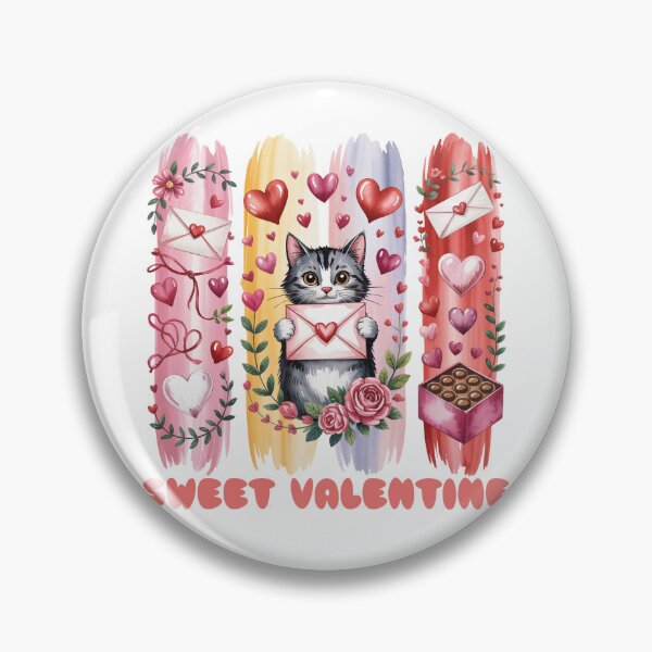 Item preview, Cute Valentine Cat with Love Letters – Watercolor Heart Illustration designed and sold by SoftStyleStudio ⭐⭐⭐.