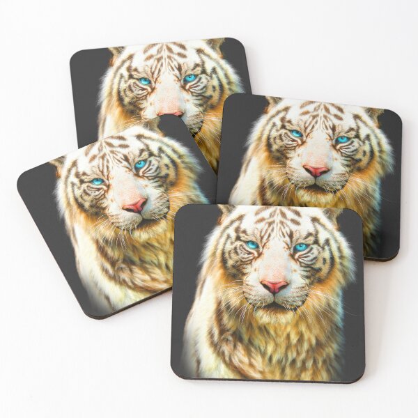 Item preview, White Tiger Head – Striking Blue-Eyed Wildlife Portrait designed and sold by Massimo Righi.