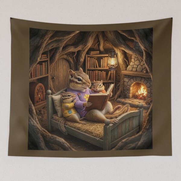 Item preview, Chipmunk Family Reading in Cozy Burrow designed and sold by Tridentulus.