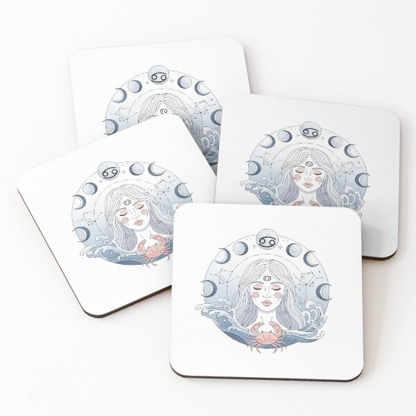 Item preview, Cancer Zodiac Art – Moon Phases Astrology Illustration with Mystic Female Portrait designed and sold by Timegraf.