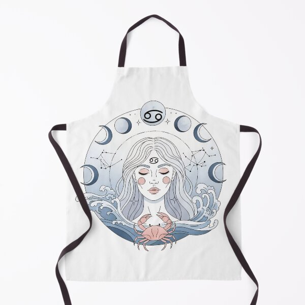 Artikelvorschau, Cancer Zodiac Art – Moon Phases Astrology Illustration with Mystic Female Portrait entworfen und verkauft von Timegraf.