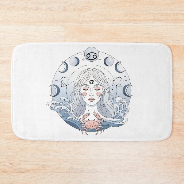 Aperçu de l'œuvre Cancer Zodiac Art – Moon Phases Astrology Illustration with Mystic Female Portrait créée et vendue par Timegraf.