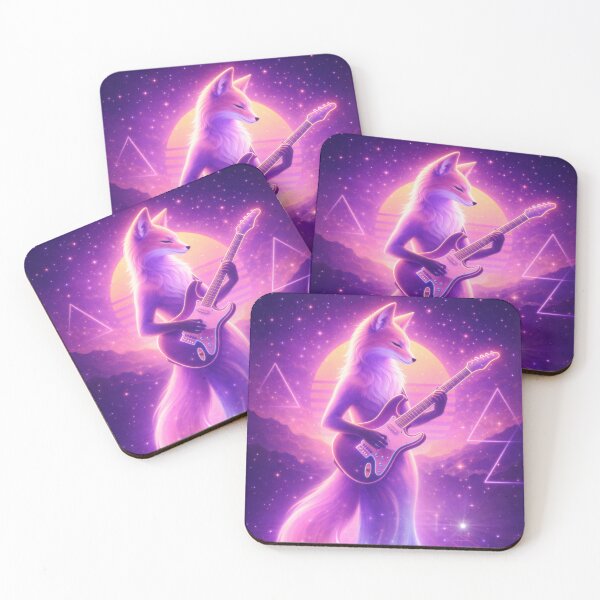 Item preview, Neon Fox Guitarist – Synthwave Vaporwave Elegance | Retro 80s Art designed and sold by LuxuryApparels.