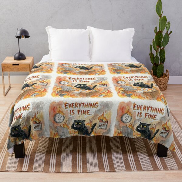 Item preview, Everything is fine – Chaotic cat and ironic humor designed and sold by  ARTILOGÍA.