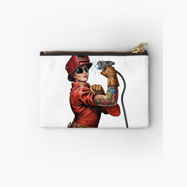 Item preview, Female Welder with Tattoo Sleeve – Industrial Badass Art designed and sold by Phingart.