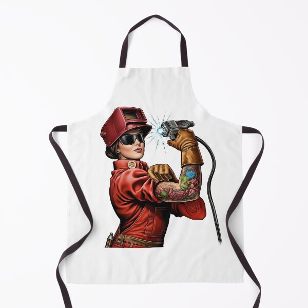 Item preview, Female Welder with Tattoo Sleeve – Industrial Badass Art designed and sold by Phingart.
