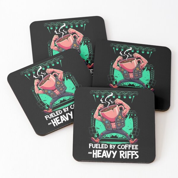Item preview, coffee and metal music FUELED BY COFFEE AND HEAVY RIFFS designed and sold by Uglyandcute.