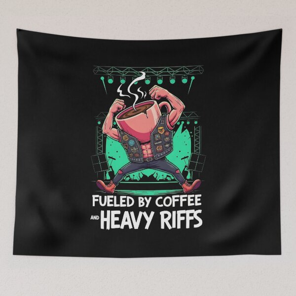 Item preview, coffee and metal music FUELED BY COFFEE AND HEAVY RIFFS designed and sold by Uglyandcute.