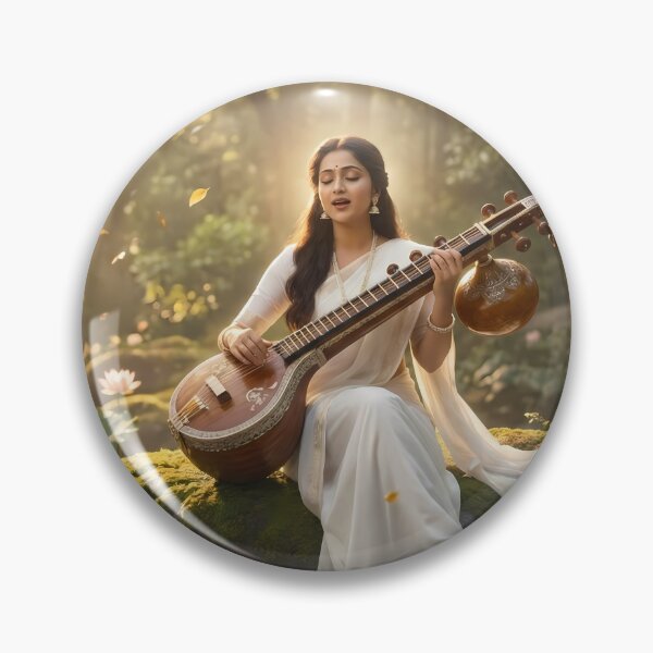 Item preview, Devi Saraswati: Divine Melody in the Enchanted Forest - Spiritual Wall Art designed and sold by sugato123.
