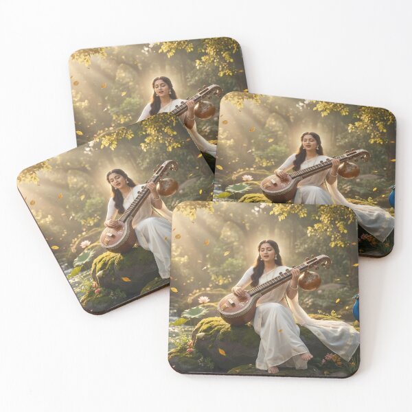 Item preview, Devi Saraswati: Divine Melody in the Enchanted Forest - Spiritual Wall Art designed and sold by sugato123.