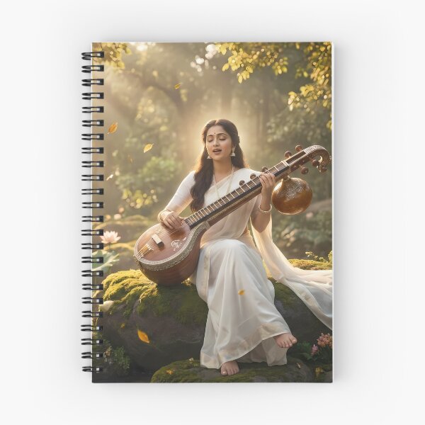 Item preview, Devi Saraswati: Divine Melody in the Enchanted Forest - Spiritual Wall Art designed and sold by sugato123.