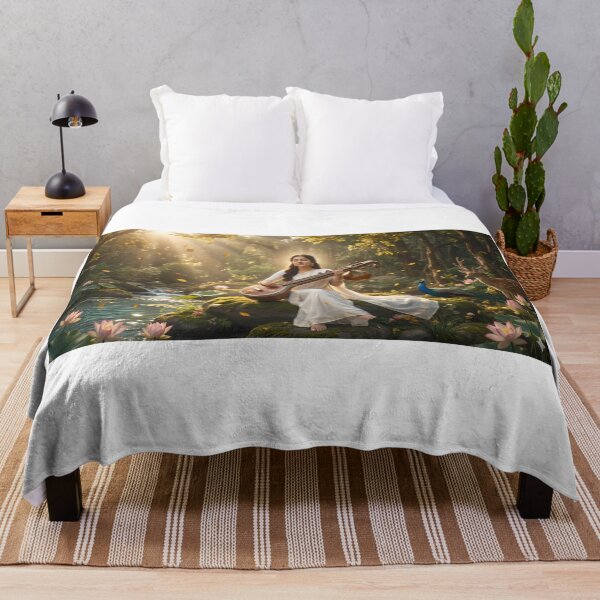 Item preview, Devi Saraswati: Divine Melody in the Enchanted Forest - Spiritual Wall Art designed and sold by sugato123.