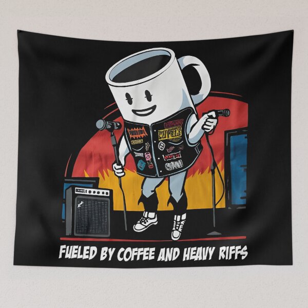 Item preview, coffee and metal music FUELED BY COFFEE AND HEAVY RIFFS designed and sold by Uglyandcute.