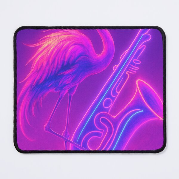 Item preview, Neon Flamingo Sax Solo – Vaporwave Synthwave Tile designed and sold by LuxuryApparels.