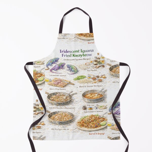 Item preview, Irisdescent Iguana Char Kway Teow Recipe Shirt – Hand-Drawn Diagram Tee, Minimalist Food Illustration designed and sold by fishnsteve.