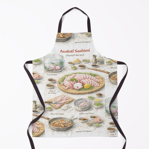 Item preview, Axolotl Sashimi Recipe Shirt – Hand-Drawn Diagram Tee, Minimalist Food Illustration designed and sold by fishnsteve.