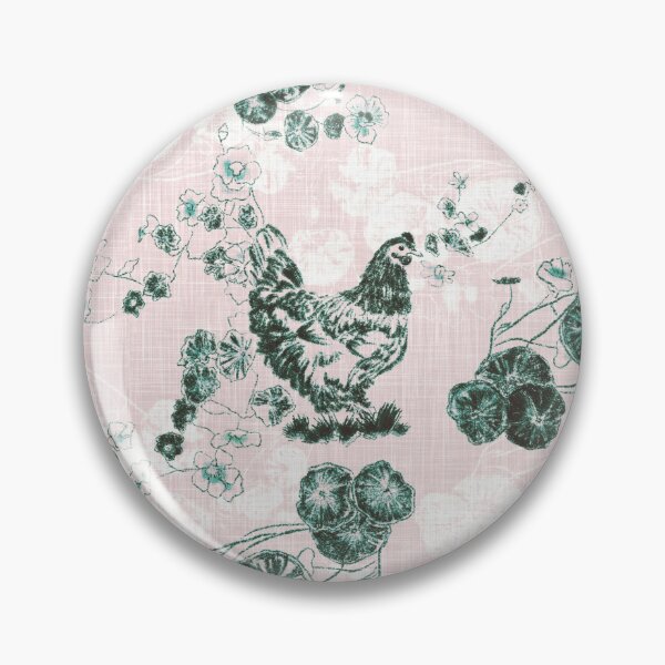 Item preview, Pink & Green Chicken Chinoiserie on Vintage Feed Sack designed and sold by LoveAlways-AEP.