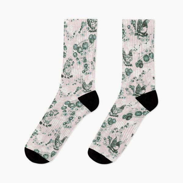Item preview, Pink & Green Chicken Chinoiserie on Vintage Feed Sack designed and sold by LoveAlways-AEP.