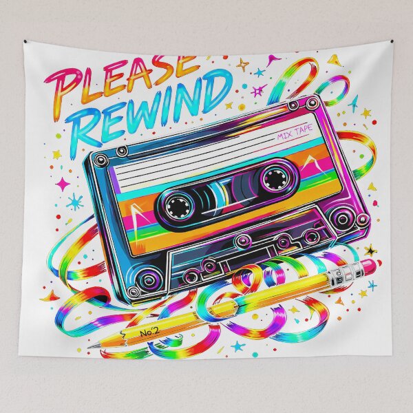 Item preview, Please Rewind Mix Tape in White designed and sold by Wondergirl Wanderings.
