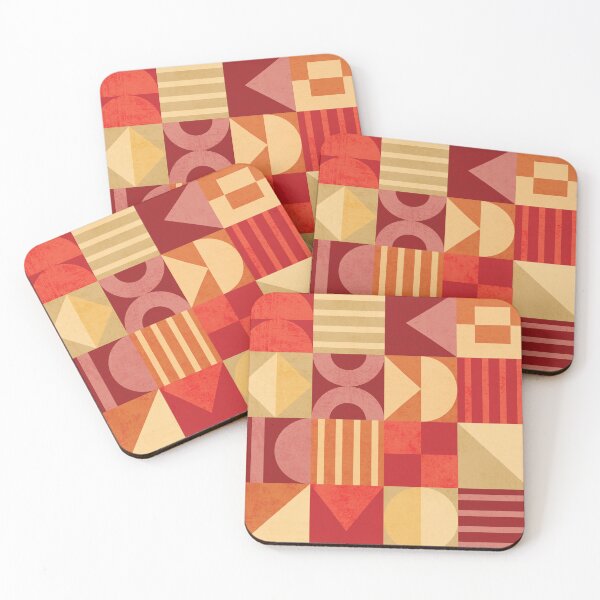 Item preview, Mid-century Geometric Shapes Pattern – Fire colorblock designed and sold by Brianaidesigns.