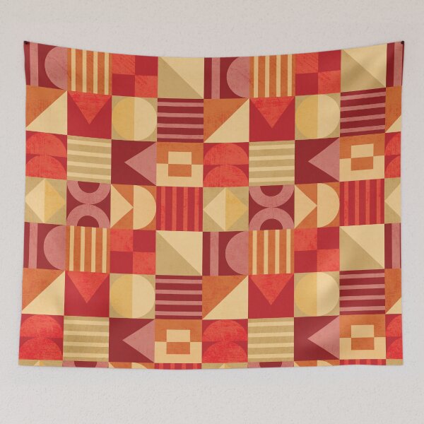 Item preview, Mid-century Geometric Shapes Pattern – Fire colorblock designed and sold by Brianaidesigns.
