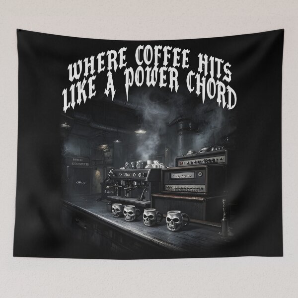 Item preview, coffee and metal music WHERE COFFEE HITS LIKE A POWER CHORD designed and sold by Uglyandcute.