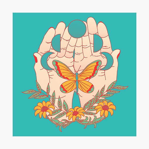 Moon & Butterfly In Her Hands Photographic Print