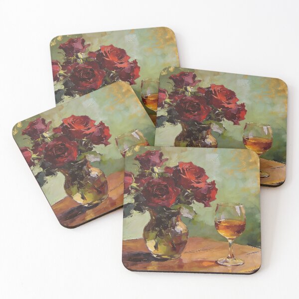 Item preview, Red Rose Bouquet Wine Art Print - Kitchen Dining Room Wall Decor Gift designed and sold by Gemma A  Summers.