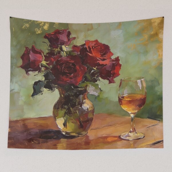 Item preview, Red Rose Bouquet Wine Art Print - Kitchen Dining Room Wall Decor Gift designed and sold by Gemma A  Summers.