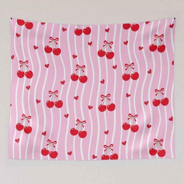 Item preview, Cherries with Bows and Hearts Pattern designed and sold by Akikoart7.