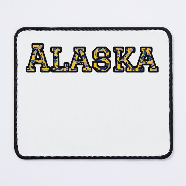 Item preview, Alaska Travel Souvenir | Blue & Yellow Camo Text Art designed and sold by Long Family Gifts.