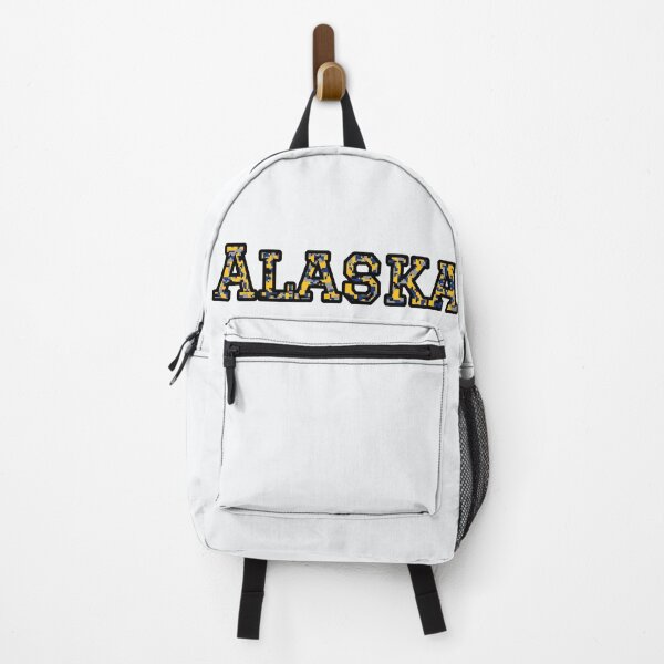 Item preview, Alaska Travel Souvenir | Blue & Yellow Camo Text Art designed and sold by Long Family Gifts.