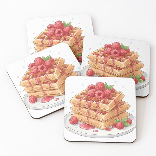 Item preview, Fresh Raspberry Waffles - Gourmet Breakfast Dessert - Sweet Foodie Art designed and sold by cozy corner co. .