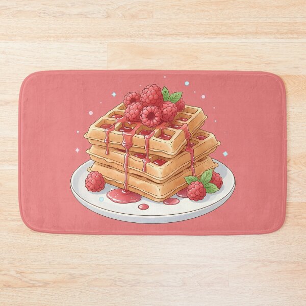 Item preview, Fresh Raspberry Waffles - Gourmet Breakfast Dessert - Sweet Foodie Art designed and sold by cozy corner co. .