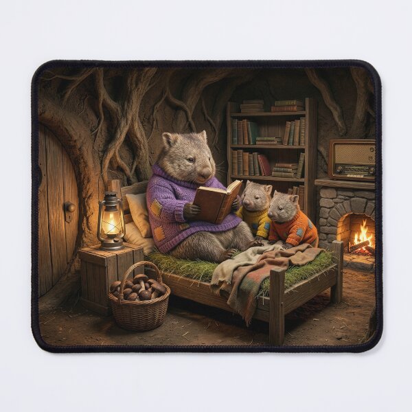 Item preview, Wombats Enjoy a Book in Their Burrow designed and sold by Tridentulus.